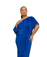 Fashion-szn Curve Plus Asymmetric Plisse Midi Dress