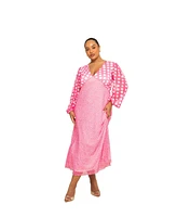 Fashion-szn Curve Plus Vibrant Polka Dot Mesh Midi Dress
