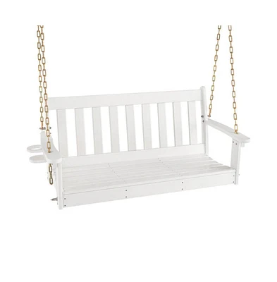 Mondawe 54 Inch Hdpe Patio Porch Swing with Cup Holder