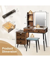 Vanity Makeup Table Set with Lighted Mirror