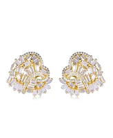 Suzy Levian Sterling Silver Cubic Zirconia Large Heart Cluster Earrings