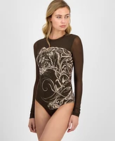 Guess Women's Penelope Long-Sleeve Mesh Bodysuit