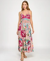 Katia Rae Juniors' Metallic Mixed-Print Maxi Dress