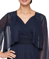 Sl Fashions Women's Surplice-Neck Jersey A-Line Dress