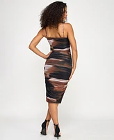 Seni & Cade Juniors' Embellished-Strap Mesh Midi Dress