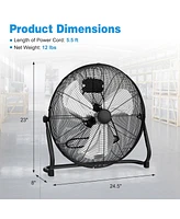3-Speed High Velocity Floor Fan with Adjustable Tilt Angle and Handle