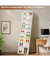 Shoe Organizer Storage Box, 18 Pairs Foldable Shoe Rack for Closet with Dustproof Doors, No Assembly Stackable Boot Shoes Boxes Cabinet Bins for Men a