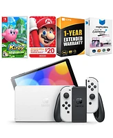 Nintendo Switch White Oled Console with Kirby and the Forgotten Land, Nintendo $20 eShop Gift Card, MightySkins Console and Controller Skin Voucher