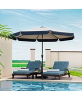10 ft tassel umbrella, outdoor umbrella with tilt and crank for garden, deck, backyard, pool and beach, blue