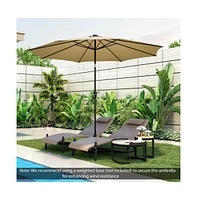 10 Feet Patio Umbrella with 112 Solar Lights and Crank Handle