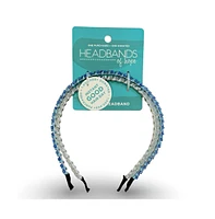 Thin Beaded Headband Set - Blue + Silver