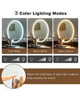 Vanity Desk with Mirror and Lights for Bedroom