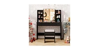 Vanity Set with Lighted Mirror and Stool Power Outlet