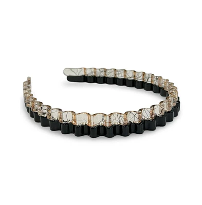 Thin Wavy Headband Set - Black + Clear