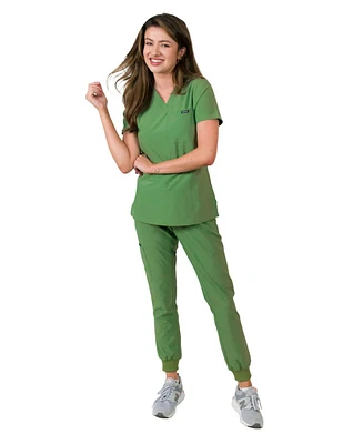 Medgear Women's 1-Pocket Top Knit Rib Cuff Jogger Pants Set