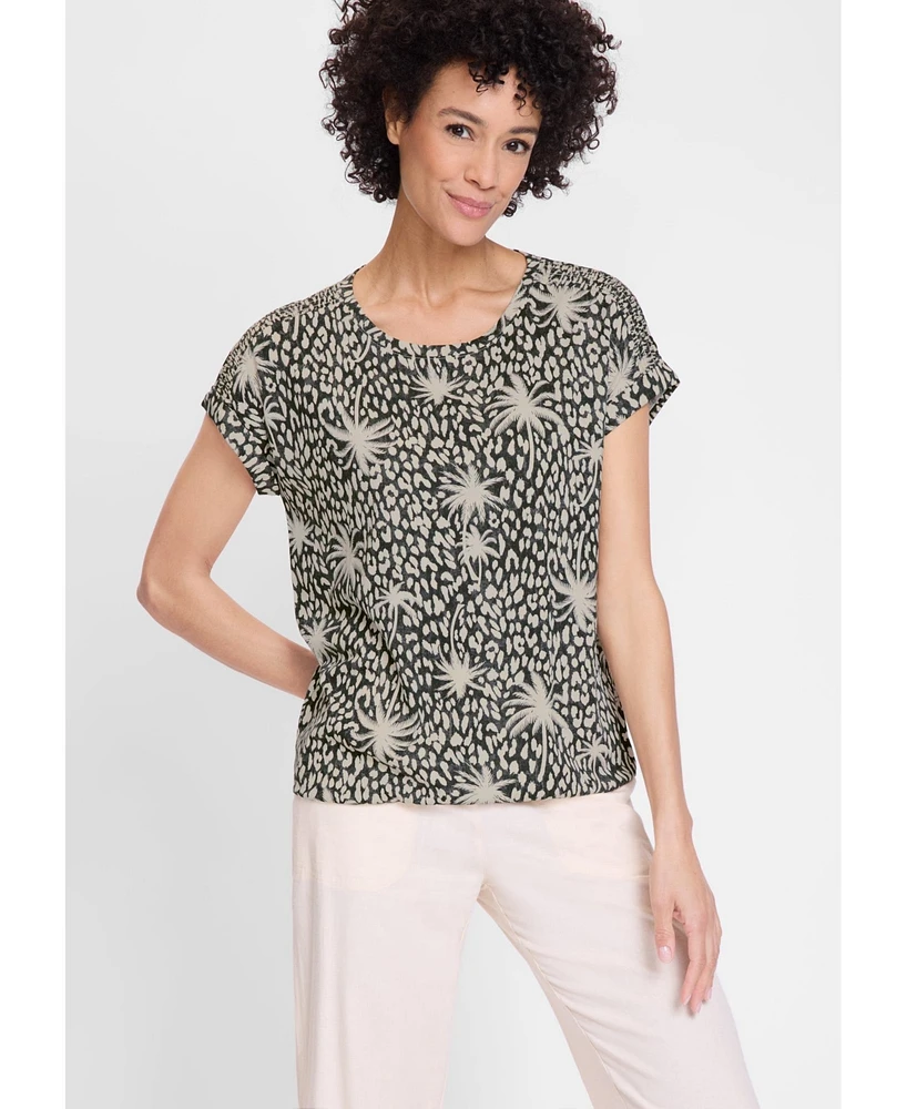 Olsen Women's Tropic Mix Print Tee