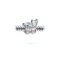 Bling Jewelry Pink Mother To Be Baby Carriage Stroller Charm Bead Sterling Silver
