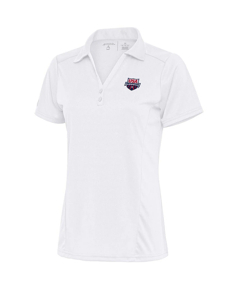 Antigua Women's White Usa Swimming Tribute Polo Shirt