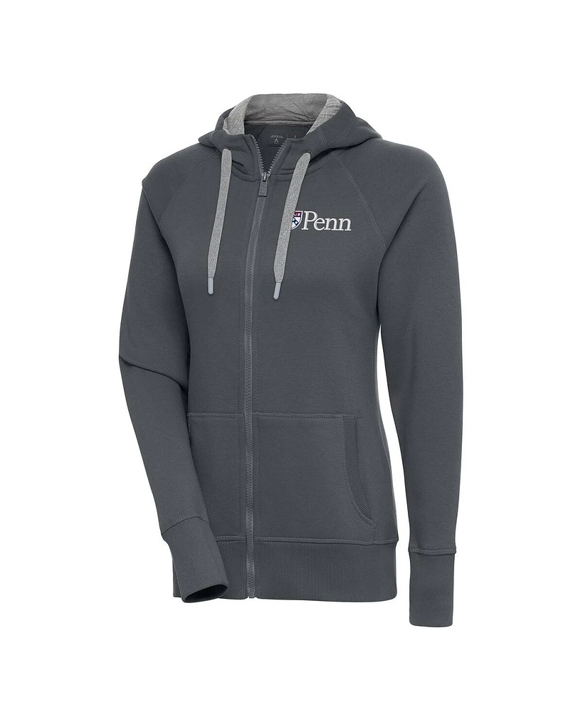 Antigua Women's Charcoal Pennsylvania Quakers Victory Full-Zip Hoodie