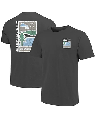 Image One Men's Graphite Purdue Boilermakers Comfort Colors Minimal Vista Distressed Graphics T-Shirt