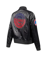 Pro Standard Women's Black Chicago Cubs Rhinestone Satin Full-Snap Jacket