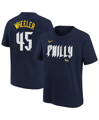 Nike Big Boys and Girls Zack Wheeler Navy Philadelphia Phillies Fuse City Connect Name Number T-Shirt