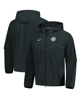 Nike Men's Dark Green Chelsea Tech Fleece Raglan Full-Zip Hoodie