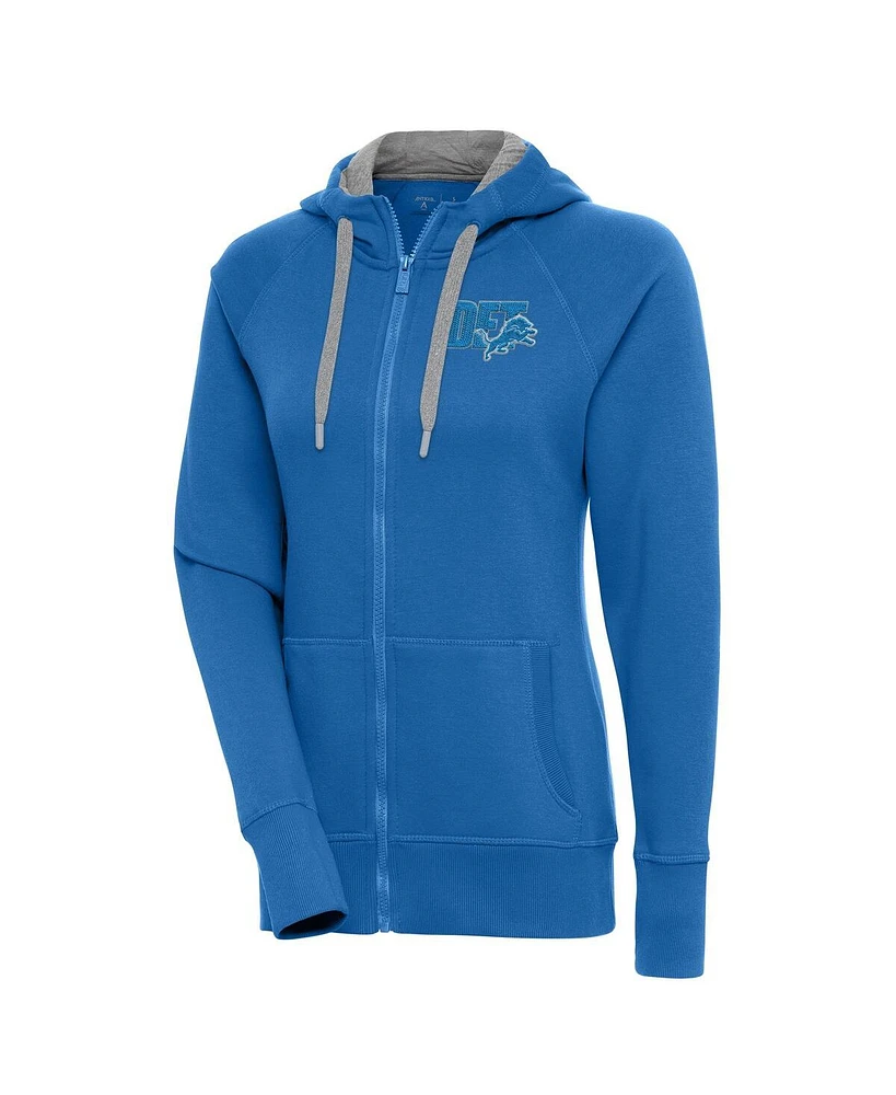 Antigua Women's Blue Detroit Lions Victory Full-Zip Hoodie