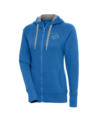 Antigua Women's Blue Detroit Lions Victory Full-Zip Hoodie