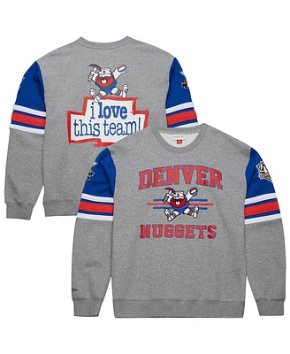 Mitchell & Ness Men's Heather Gray Denver Nuggets Hardwood Classics All Over 4.0 Pullover Sweatshirt