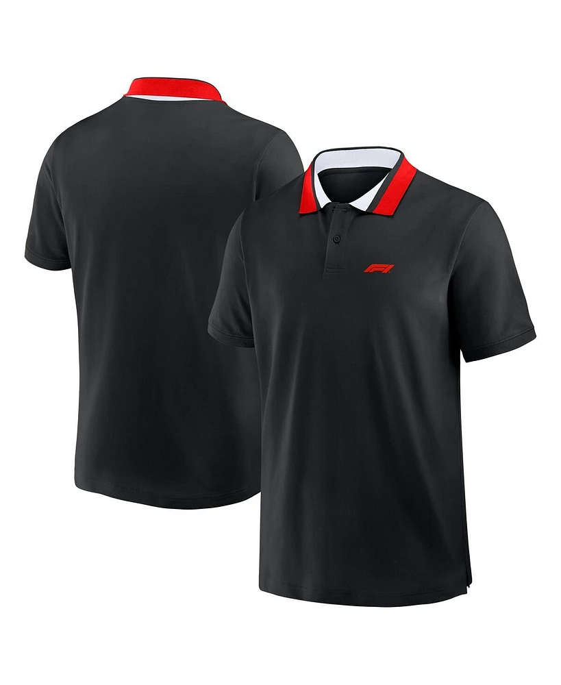 Formula 1 Men's Tempo Halftone Grid Badge Tipped Pique Polo Shirt