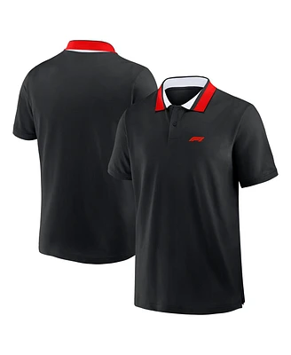Formula 1 Men's Tempo Halftone Grid Badge Tipped Pique Polo Shirt