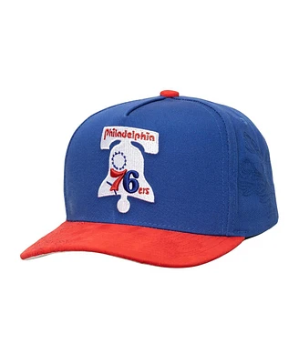Mitchell & Ness Men's Blue/Red Philadelphia 76ers May Flowers Adjustable Hat