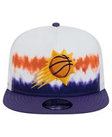 New Era Men's White/Purple Phoenix Suns Dip-Dye 9FIFTY A-Frame Trucker Snapback Hat