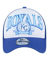 New Era Men's Royal Kansas City Royals Distressed 9FORTY A-Frame Adjustable Trucker Hat