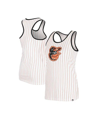 New Era Women's White Baltimore Orioles Gameday Pinstripe Tank Top