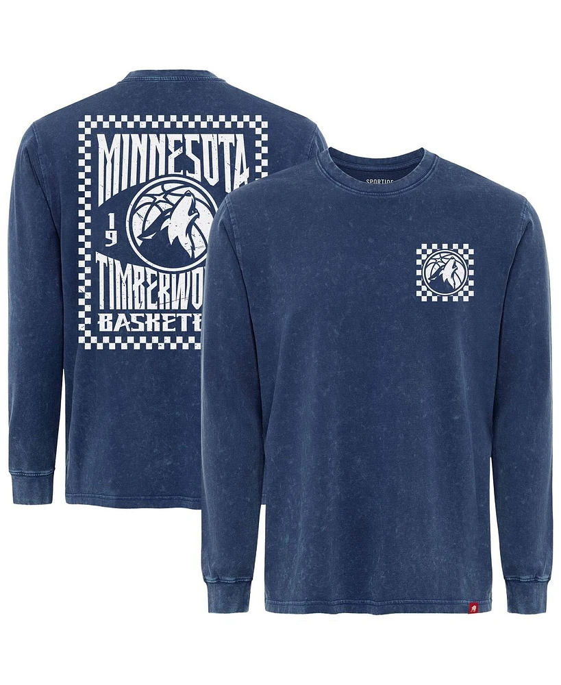 Sportiqe Men's and Women's Blue Minnesota Timberwolves Distressed Bono Long Sleeve T-Shirt