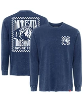 Sportiqe Men's and Women's Blue Minnesota Timberwolves Distressed Bono Long Sleeve T-Shirt