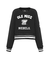 Pro Standard Women's Black Ole Miss Rebels Cropped Pullover Sweatshirt