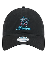 New Era Women's Black Miami Marlins Preppy Team 9TWENTY Adjustable Hat