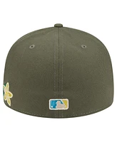 New Era Men's Olive Atlanta Braves Tonal Florals 59FIFTY Fitted Hat