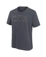Nike Big Boys and Girls Brandon Nimmo Charcoal New York Mets Fuse City Connect Name Number T-Shirt
