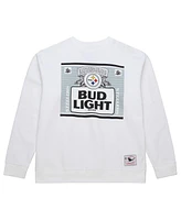 Mitchell & Ness x Bud Light Men's White Pittsburgh Steelers The Crest Pullover Sweatshirt