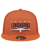 New Era Men's Orange Texas Longhorns Split Panel 9FIFTY Snapback Trucker Hat