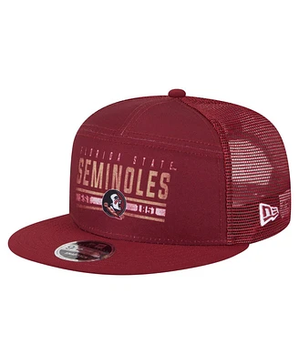 New Era Men's Garnet Florida State Seminoles Split Panel 9FIFTY Snapback Trucker Hat