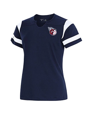Antigua Women's Navy Cleveland Guardians Encounter Notch Neck Top