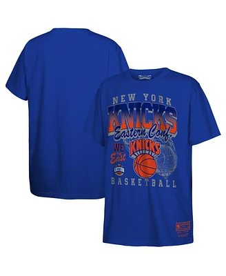 Mitchell & Ness Big Boys and Girls Blue New York Knicks 2025 Nba Playoffs Retro Monumental T-Shirt