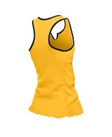 New Era Women's Gold Pittsburgh Steelers Lettuce Hem Notch Neck Tri-Blend Tank Top