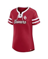 Fanatics Women's Crimson Oklahoma Sooners Iconic Athena Lace-Up T-Shirt