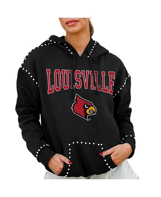 Gameday Couture Women's Black Louisville Cardinals Studded Pullover Hoodie